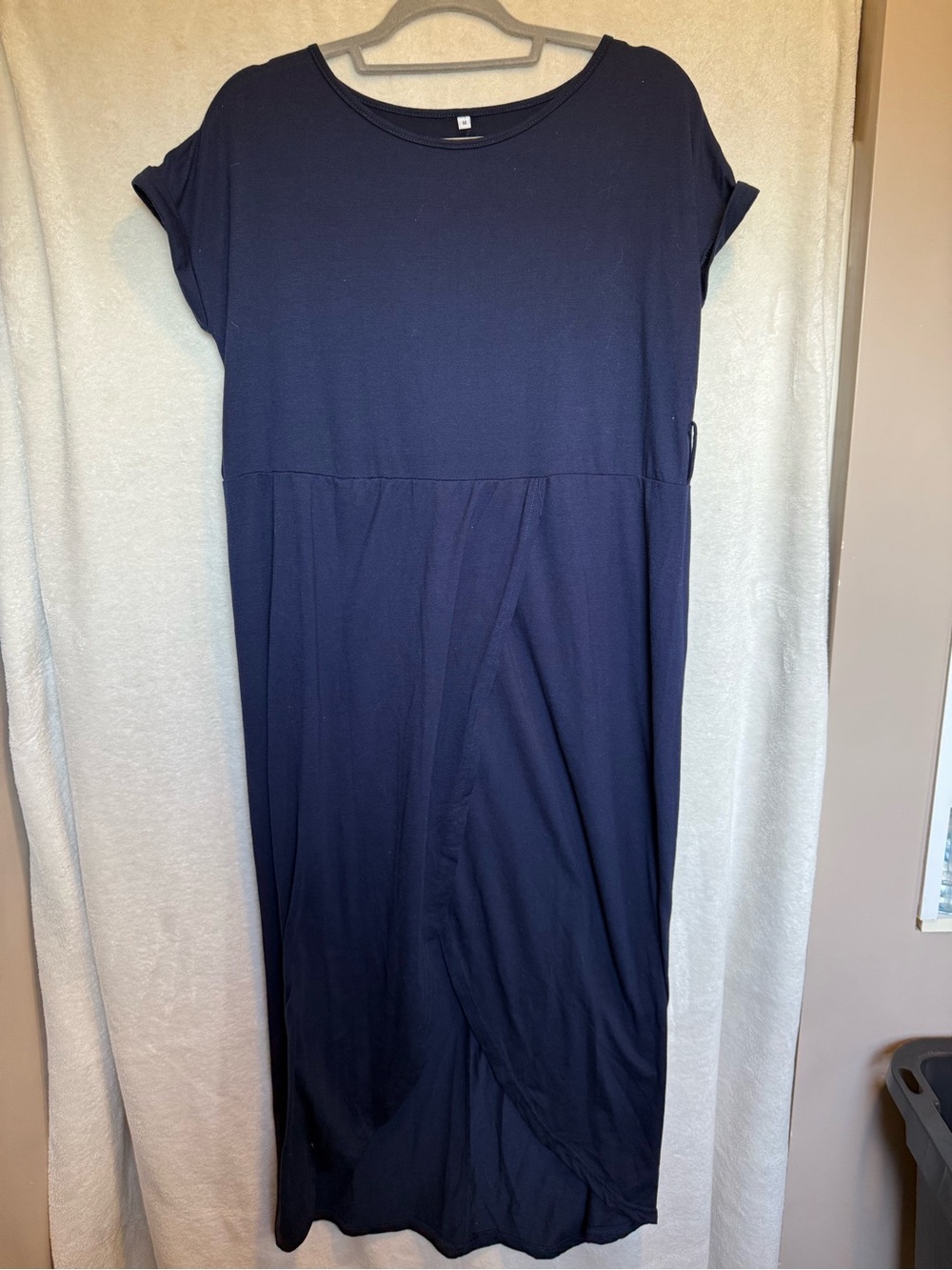 Women's Navy Short-Sleeve Midi Dress - Casual Everyday